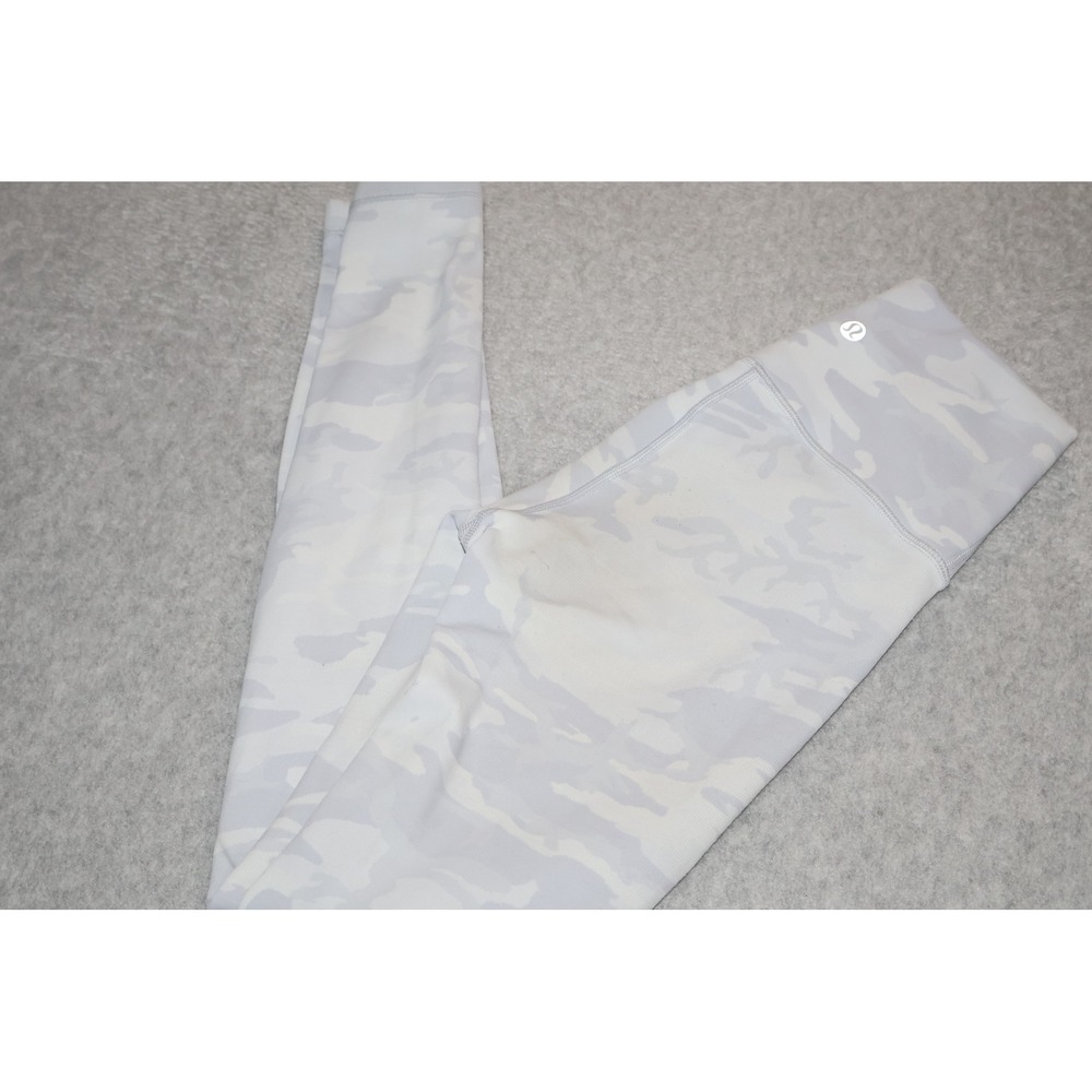 Lululemon Leggings Women 2 White Camo High Rise Full Length Yoga Pants Gym